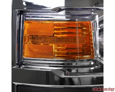 Spec-D Factory Style Headlights w/ Amber Reflectors (Chrome Housing/Clear Lens) Chevrolet Silverado 1500 2014-2015 - 2LH-SIV14-RS