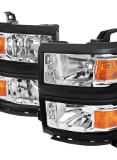 Spec-D Factory Style V2 Headlights (Chrome Housing/Clear Lens) Chevrolet Silverado 1500 2014-2015                                     - 2LH-SIV14-V2-RS - Image 10