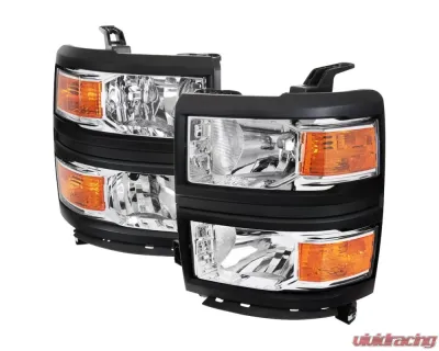 Spec-D Factory Style V2 Headlights (Chrome Housing/Clear Lens) Chevrolet Silverado 1500 2014-2015 - 2LH-SIV14-V2-RS