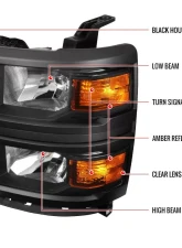 Spec-D Factory Style V2 Headlights (Matte Black Housing/Clear Lens) Chevrolet Silverado 1500 2014-2015                                     - 2LH-SIV14JM-V2-RS - Image 9