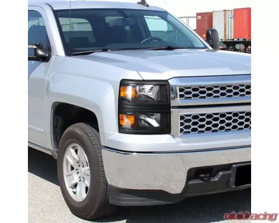 Spec-D Factory Style V2 Headlights (Matte Black Housing/Clear Lens) Chevrolet Silverado 1500 2014-2015 - 2LH-SIV14JM-V2-RS