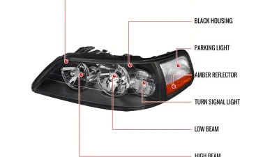 Spec-D Factory Style Headlights (Matte Black Housing/Clear Lens) Lincoln Town Car 2005-2011                                     - 2LH-TCAR03JM-EU - Image 9