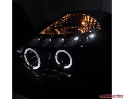 Spec-D Dual Halo Projector Headlights (Glossy Black Housing/Smoked Lens) Nissan 350Z 2003-2005 - 2LHP-350Z03G-TM