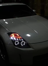 Spec-D Dual Halo Projector Headlights (Glossy Black Housing/Smoked Lens) Nissan 350Z 2003-2005                                     - 2LHP-350Z03G-TM - Image 3
