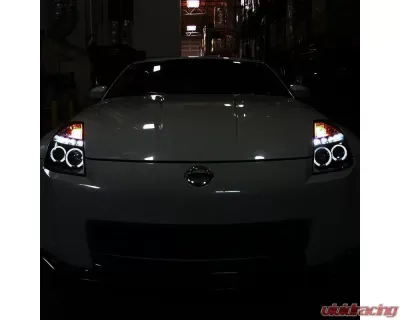 Spec-D Dual Halo Projector Headlights (Glossy Black Housing/Smoked Lens) Nissan 350Z 2003-2005 - 2LHP-350Z03G-TM
