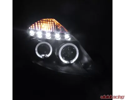 Spec-D Dual Halo Projector Headlights (Matte Black Housing/Clear Lens) Nissan 350Z 2003-2005 - 2LHP-350Z03JM-TM