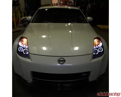 Spec-D Dual Halo Projector Headlights (Matte Black Housing/Clear Lens) Nissan 350Z 2003-2005 - 2LHP-350Z03JM-TM