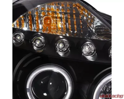 Spec-D Dual Halo Projector Headlights (Matte Black Housing/Clear Lens) Nissan 350Z 2003-2005 - 2LHP-350Z03JM-TM