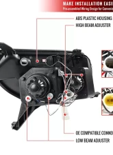 Spec-D Dual Halo Projector Headlights (Glossy Black Housing/Smoked Lens) Toyota 4Runner 2003-2005                                     - 2LHP-4RUN03G-TM - Image 8