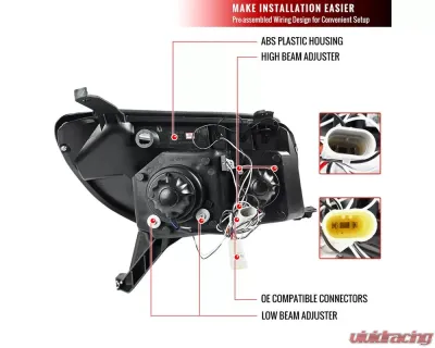 Spec-D Dual Halo Projector Headlights (Glossy Black Housing/Smoked Lens) Toyota 4Runner 2003-2005 - 2LHP-4RUN03G-TM