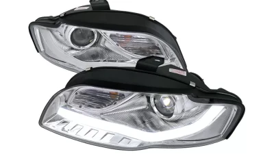Spec-D Projector Headlights w/ R8 Style LED Light Bar (Chrome Housing/Clear Lens) Audi A4 2005-2008                                     - 2LHP-A406-8V2-TM - Image 8