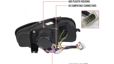 Spec-D Projector Headlights w/ R8 Style LED Light Bar (Chrome Housing/Clear Lens) Audi A4 2005-2008                                     - 2LHP-A406-8V2-TM - Image 7