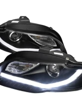Spec-D R8 Style LED Light Bar Projector Headlights (Matte Black Housing/Clear Lens) Audi A4 2005-2008                                     - 2LHP-A406JM-8V2-TM - Image 8