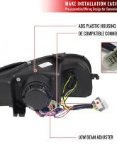 Spec-D R8 Style LED Light Bar Projector Headlights (Matte Black Housing/Clear Lens) Audi A4 2005-2008                                     - 2LHP-A406JM-8V2-TM - Image 7