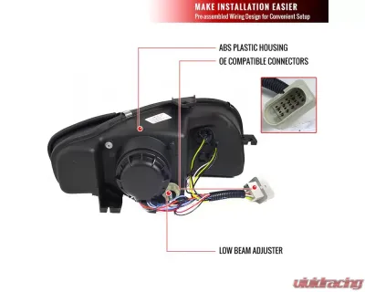 Spec-D R8 Style LED Light Bar Projector Headlights (Matte Black Housing/Clear Lens) Audi A4 2005-2008 - 2LHP-A406JM-8V2-TM