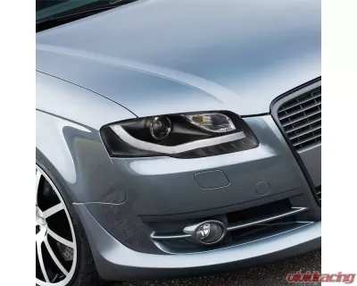 Spec-D R8 Style LED Light Bar Projector Headlights (Matte Black Housing/Clear Lens) Audi A4 2005-2008 - 2LHP-A406JM-8V2-TM