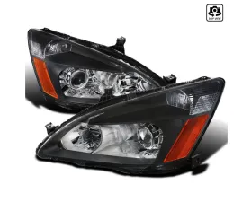 Spec-D Retro Style Projector Headlights w/ Amber Reflectors (Matte Black Housing/Clear Lens) Honda Accord 2003-2007