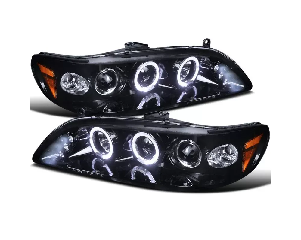 Spec-D Dual Halo Projector Headlights w/ LED Accent Lights (Glossy Black Housing/Smoke Lens) Honda Accord 1998-2002 - 2LHP-ACD98G-TM