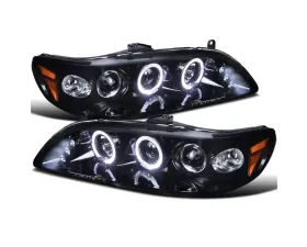 Spec-D Dual Halo Projector Headlights w/ LED Accent Lights (Glossy Black Housing/Smoke Lens) Honda Accord 1998-2002