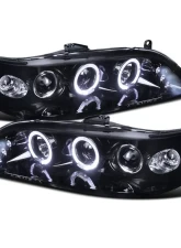 Spec-D Dual Halo Projector Headlights w/ LED Accent Lights (Glossy Black Housing/Smoke Lens) Honda Accord 1998-2002                                     - 2LHP-ACD98G-TM - Image 10