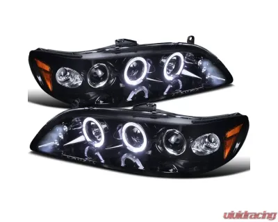 Spec-D Dual Halo Projector Headlights w/ LED Accent Lights (Glossy Black Housing/Smoke Lens) Honda Accord 1998-2002 - 2LHP-ACD98G-TM