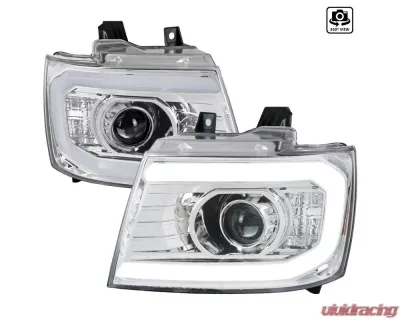 Spec-D LED C-Bar Projector Headlights (Chrome Housing/Clear Lens) Chevrolet 2007-2014 - 2LHP-AVA07-G2-TM