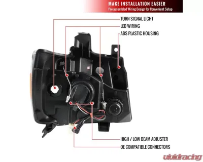 Spec-D LED C-Bar Projector Headlights (Chrome Housing/Clear Lens) Chevrolet 2007-2014 - 2LHP-AVA07-G2-TM