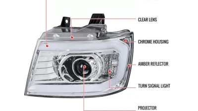 Spec-D LED C-Bar Projector Headlights (Chrome Housing/Clear Lens) Chevrolet 2007-2014                                     - 2LHP-AVA07-G2-TM - Image 9