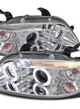 Spec-D Dual Halo Projector Headlights w/ LED Accent Light (Chrome Housing/Clear Lens) Chevrolet Aveo 2004-2008                                     - 2LHP-AVE045-TM - Image 10