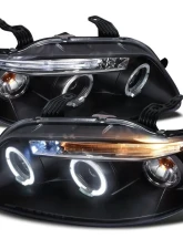 Spec-D Dual Halo Projector Headlights w/ LED Light Strip (Matte Black Housing/Clear Lens) Chevrolet Aveo 2004-2008                                     - 2LHP-AVE045JM-TM - Image 10