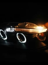 Spec-D Dual Halo Projector Headlights w/ LED Light Strip (Matte Black Housing/Clear Lens) Chevrolet Aveo 2004-2008                                     - 2LHP-AVE045JM-TM - Image 2