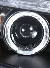 Spec-D Dual Halo Projector Headlights w/ LED Light Strip (Matte Black Housing/Clear Lens) Chevrolet Aveo 2004-2008                                     - 2LHP-AVE045JM-TM - Image 3