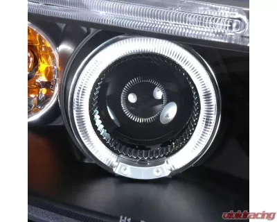 Spec-D Dual Halo Projector Headlights w/ LED Light Strip (Matte Black Housing/Clear Lens) Chevrolet Aveo 2004-2008 - 2LHP-AVE045JM-TM
