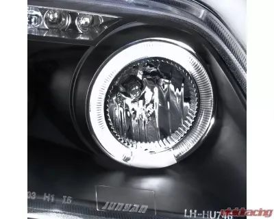 Spec-D Dual Halo Projector Headlights w/ LED Light Strip (Matte Black Housing/Clear Lens) Chevrolet Aveo 2004-2008 - 2LHP-AVE045JM-TM