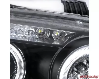 Spec-D Dual Halo Projector Headlights w/ LED Light Strip (Matte Black Housing/Clear Lens) Chevrolet Aveo 2004-2008 - 2LHP-AVE045JM-TM