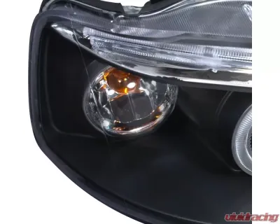 Spec-D Dual Halo Projector Headlights w/ LED Light Strip (Matte Black Housing/Clear Lens) Chevrolet Aveo 2004-2008 - 2LHP-AVE045JM-TM