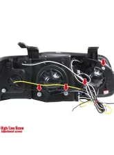 Spec-D Dual Halo Projector Headlights w/ LED Light Strip (Matte Black Housing/Clear Lens) Chevrolet Aveo 2004-2008                                     - 2LHP-AVE045JM-TM - Image 9