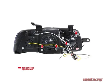 Spec-D Dual Halo Projector Headlights w/ LED Light Strip (Matte Black Housing/Clear Lens) Chevrolet Aveo 2004-2008 - 2LHP-AVE045JM-TM