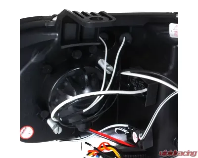 Spec-D Dual Halo Projector Headlights w/ LED Light Strip (Matte Black Housing/Clear Lens) Chevrolet Aveo 2004-2008 - 2LHP-AVE045JM-TM