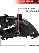 Spec-D Projector Headlights w/ SMD LED Light Strip (Glossy Black Housing/Smoked Lens) Mercedes-Benz W163 ML-Class 2002-2005                                     - 2LHP-BW16302G-TM - Image 7