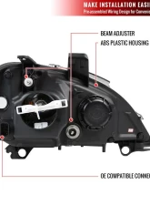 Spec-D Projector Headlights w/ SMD LED Light Strip (Glossy Black Housing/Smoked Lens) Mercedes-Benz W163 ML-Class 1998-2001                                     - 2LHP-BW16398G-TM - Image 7