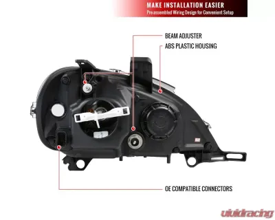 Spec-D Projector Headlights w/ SMD LED Light Strip (Glossy Black Housing/Smoked Lens) Mercedes-Benz W163 ML-Class 1998-2001 - 2LHP-BW16398G-TM