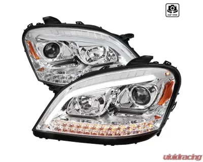 Spec-D LED Bar Projector Headlights w/ Sequential Turn Signal Lights (Chrome Housing/Clear Lens) Mercedes-Benz W164 ML-Class 2006-2008 - 2LHP-BW16406-TM