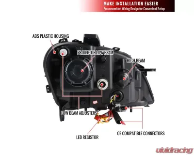 Spec-D LED Bar Projector Headlights w/ Sequential Turn Signal Lights (Chrome Housing/Clear Lens) Mercedes-Benz W164 ML-Class 2006-2008 - 2LHP-BW16406-TM