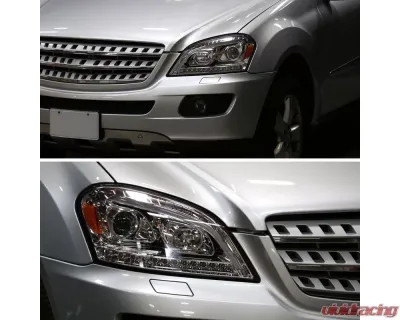 Spec-D LED Bar Projector Headlights w/ Sequential Turn Signal Lights (Chrome Housing/Clear Lens) Mercedes-Benz W164 ML-Class 2006-2008 - 2LHP-BW16406-TM
