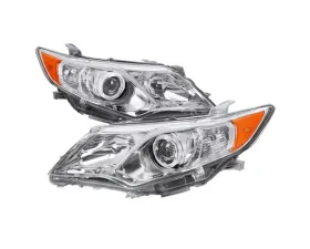 Spec-D Projector Headlights w/ Amber Reflectors (Chrome Housing/Clear Lens) Toyota Camry 2012-2014
