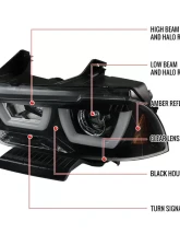 Spec-D Dual Halo Projector Headlights (Matte Black Housing/Clear Lens) Dodge Charger 2011-2014                                     - 2LHP-CHG11JM-TM - Image 10