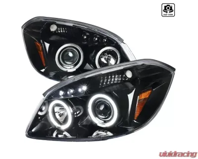 Spec-D Dual Halo Projector Headlights w/ LED Accent Lights (Jet Black Housing/Clear Lens) Chevrolet | Pontiac 2005-2010 - 2LHP-COB05BK-TM