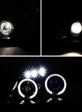 Spec-D Dual Halo Projector Headlights w/ LED Accent Lights (Jet Black Housing/Clear Lens) Chevrolet | Pontiac 2005-2010                                     - 2LHP-COB05BK-TM - Image 2