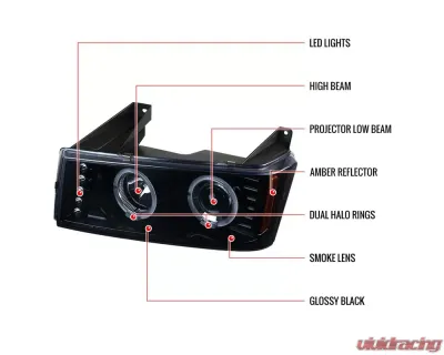 Spec-D Dual Halo Projector Headlights (Glossy Black Housing/Smoked Lens) Chevrolet Colorado | GMC Canyon 2004-2012 - 2LHP-COL04HG-TM
